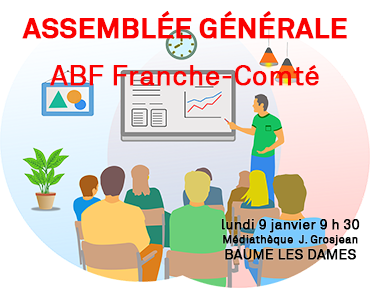 Visuel pour l'assemblée générale ABF Franchee-Comté, lundi 9 janvier 2023 à Baume les Dames